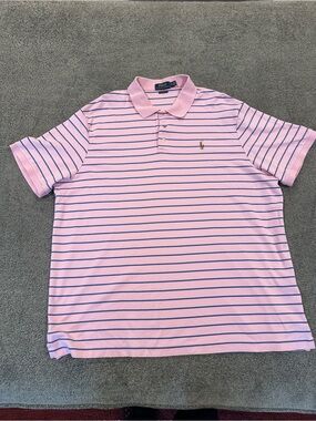 Ralph Lauren Pink Polo with Navy Stripes
